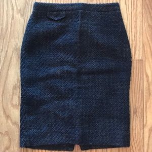 Jcrew number 2 pencil skirt in dark blue tweed 00